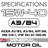 Carlube 15W-40 A3/B4 Engine Oil Mineral - 5L