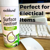 Rockland® Fast Dry Surface Sanitiser Aerosol Spray 400ml - 80% Alcohol Formula