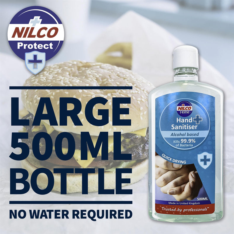 Nilco Hand Sanitiser Antibacterial Hand Sanitising Gel - 500ml | Case of 3 | £4.26 Each