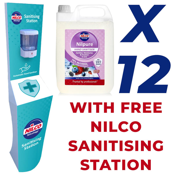 Nilco Nilpure Berry Blast Scented Hand Sanitiser - 5L x 12 with Free Nilco Sanitising Station