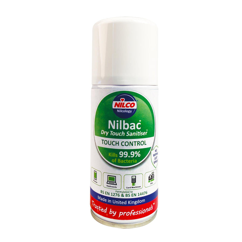 Nilco Nilbac® Dry-Touch Sanitiser Touch Control Aerosol Spray - 150ml | Case of 2 | £4.88 Each