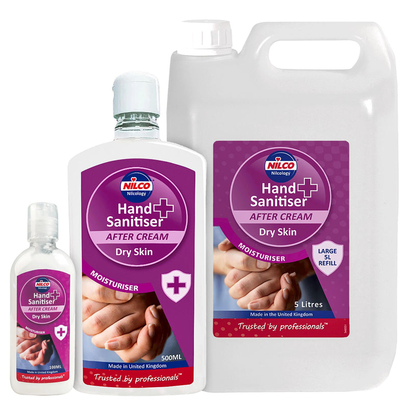 Nilco Hand Sanitiser After Cream Dry Skin Moisturiser - 500ml | Case of 3 | £4.26 Each