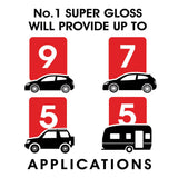 No1 Car Polish Wax - 10 min to Apply Lasts 12 months Super Gloss  Patented Hydrophobic Sealant - 600ml