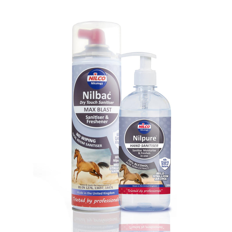 Nilco Nilbac® Max Blast Dry Touch Sanitiser & Nilpure Scented Hand Sanitiser - 500ml Wild Stallion