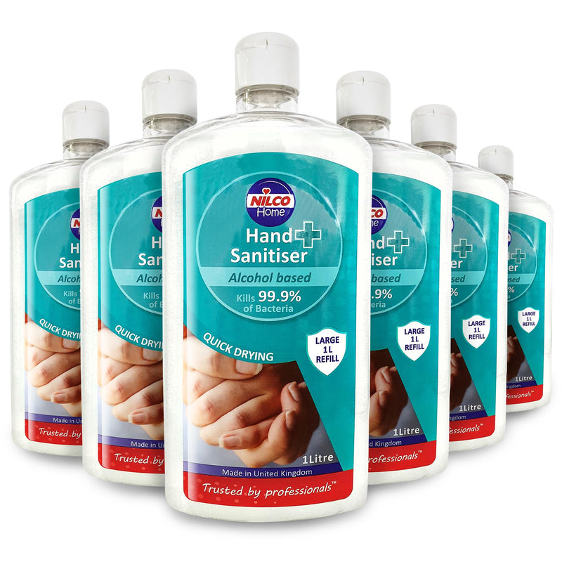 Nilco Hand Sanitiser Antibacterial Hand Sanitising Gel - 1L | Case of 6 | £5.64 Each