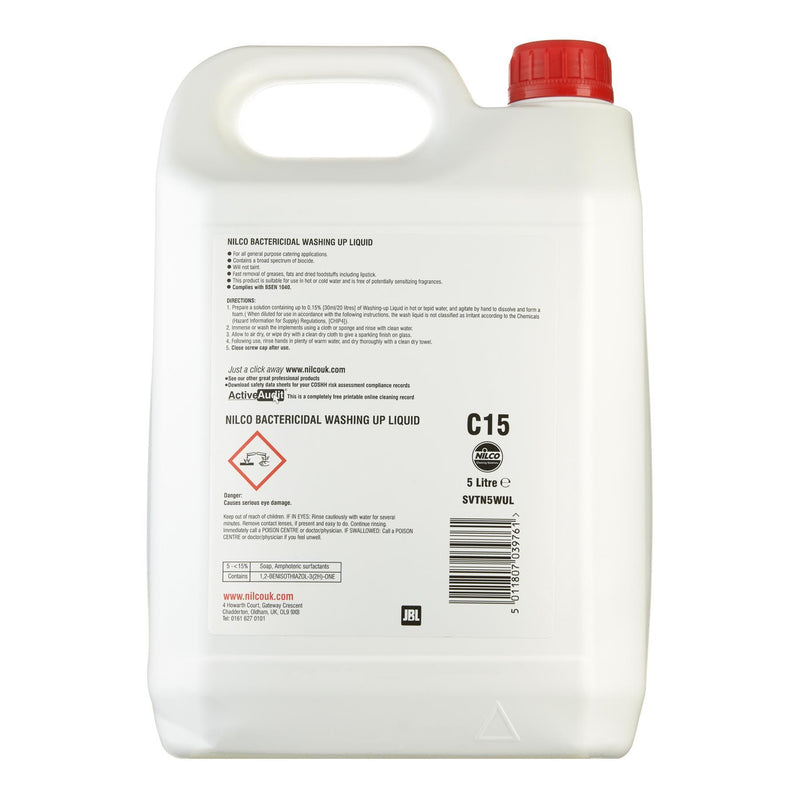 Nilco C15 Bactericidal Washing Up Liquid - 5L | Case of 2 | £10.83 Each