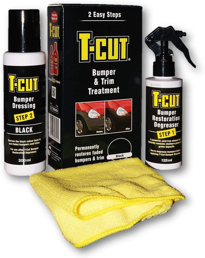 T Cut Black Car Bumper & Trim Treatment Kit Plastic Rubber Vinyl Colour Restorer