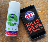 Nilco Nilbac® Dry-Touch Sanitiser Touch Control Antibacterial Aerosol Spray - 150ml | Case of 6 | £4.38 Each