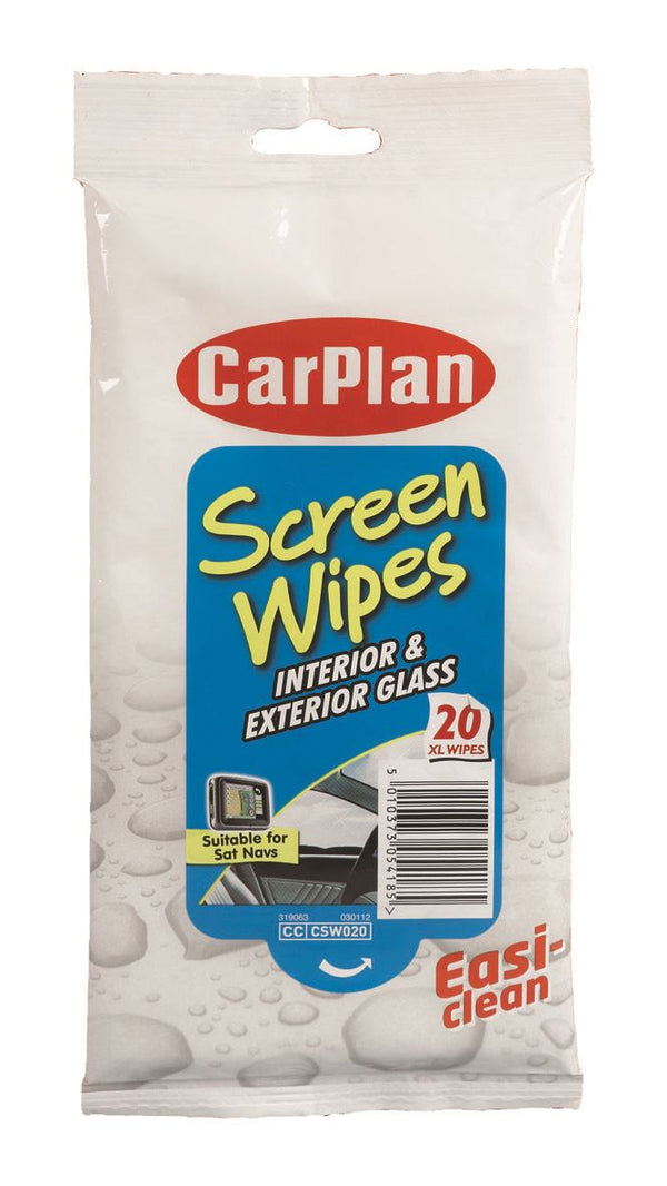 CarPlan Screen Wipes Contains 20 X-Large Wipes